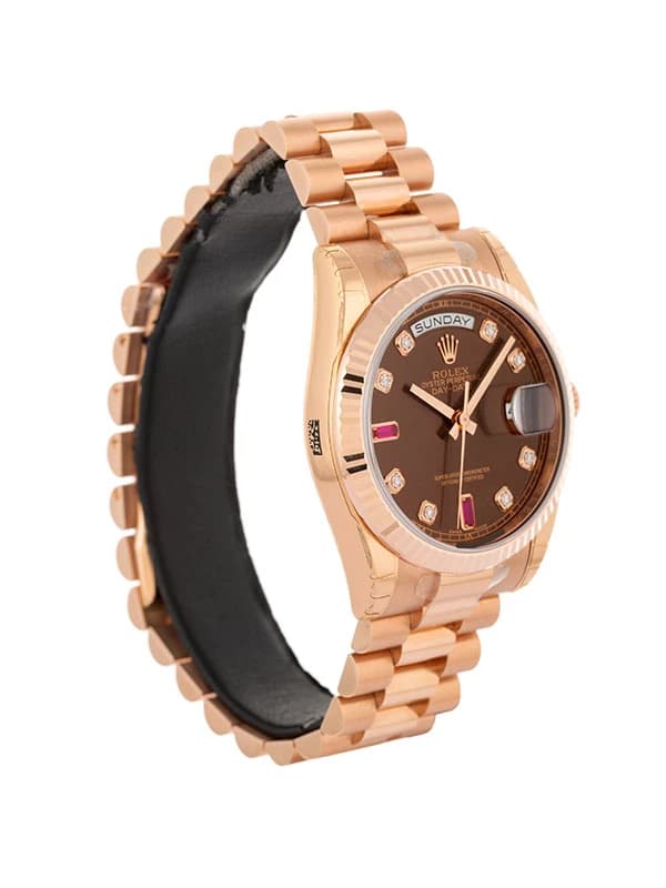 ROLEX DAY-DATE NOS 36MM IN ORO ROSA 18KT CON DIAMANTI E RUBINI RUBY DIAL REF. 118235